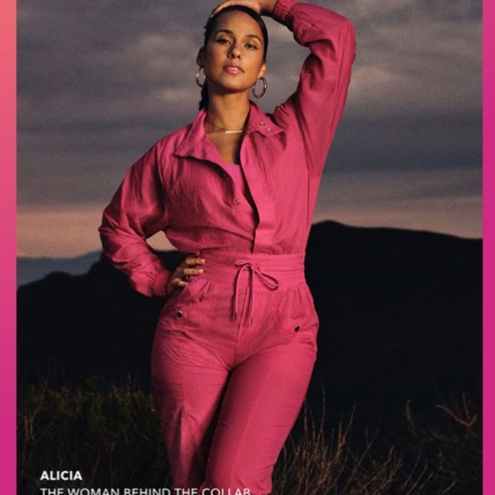 Athleta x Alicia Keys Jumpsuit Womens 6 Pink Keys Utility Open Back Nylon Active